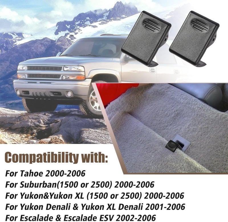OICCTBF BILLFARO 2Pcs Second Row Rear Seat Latch Clip Repair Fix,Seat Back Folding Latch Button Lock Release Cover for Tahoe for Suburban (1500 or 2500) for Yukon for Yukon XL (1500 or 2500) 2000-2006 (Black) - Image 2